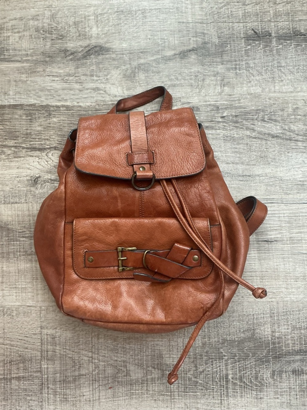 Frye Kayla knotted backpack/purse brown leatherFront Pocket Boho Festival